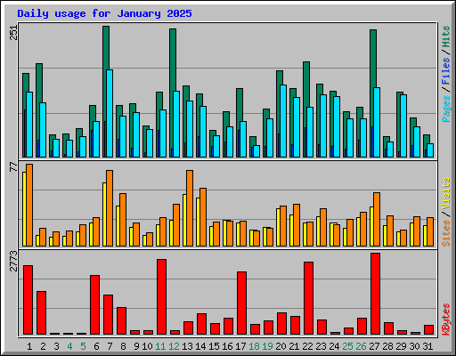 Daily usage for January 2025