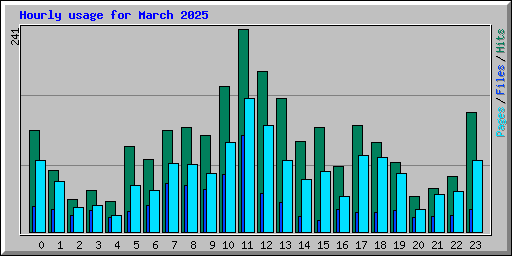 Hourly usage for March 2025